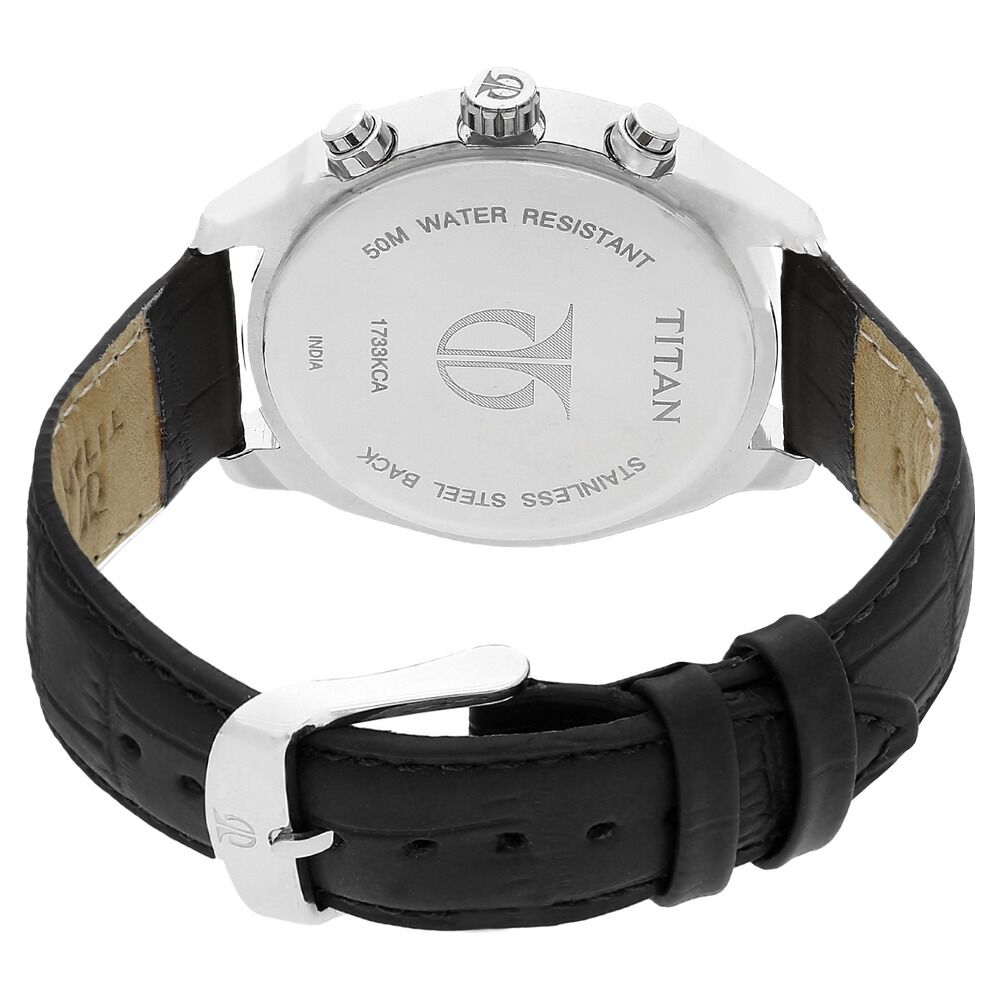 Buy Online Titan Quartz Multifunction Silver Dial Leather Strap
