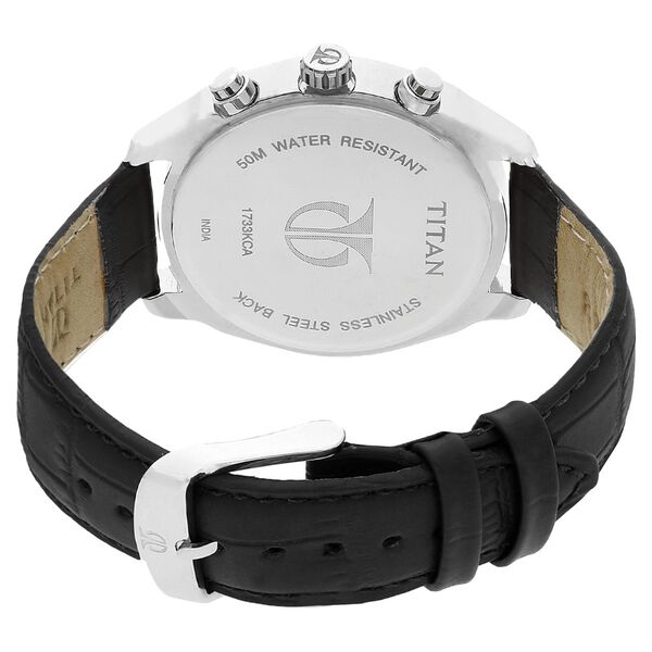 Titan Quartz Multifunction Silver Dial Leather Strap Watch for Men - image number 3
