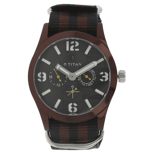 Titan Quartz Multifunction Black Dial Nylon Strap Watch for Men - image number 0