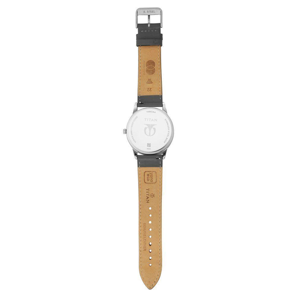 Buy Online Titan Pay Champagne Dial Analog with Date Leather Strap Watch for Men 1806sl04 Titan