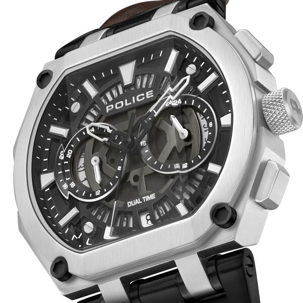 Police Multifunction Black Dial Leather Strap Watch For Men - image number 3
