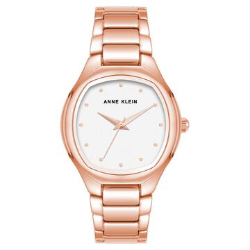 Anne Klein Quartz Analog Silver Dial Rose Gold Metal Strap Watch For Women