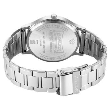 Sonata Aspire Quartz Analog Off White Dial Stainless Steel Strap Watch For Men
