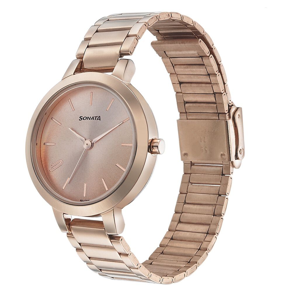Buy Online Sonata Play Rose Gold Dial Women Watch With Stainless Steel Strap ns8141wm01 Titan