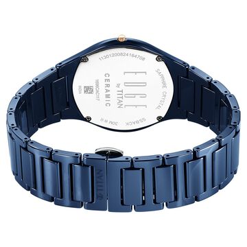 Titan Edge Bicolour Quartz Analog Blue Dial Blue Ceramic Strap Watch For Men