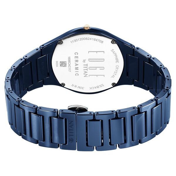 Titan Edge Bicolour Quartz Analog Blue Dial Blue Ceramic Strap Watch For Men - image number 4