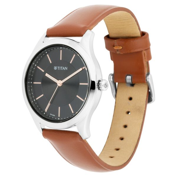 Titan Quartz Analog Black Dial Leather Strap Watch for Women - image number 2