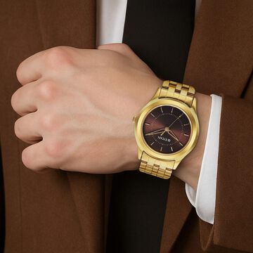 Titan Karishma Zing Quartz Analog Brown Dial Stainless Steel Strap Watch for Men