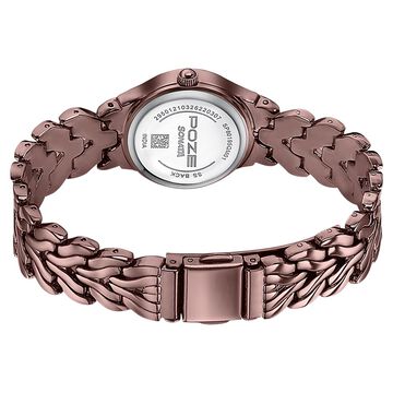Poze Poze Quartz Analog Brown Dial Brown Metal Strap Watch For Women