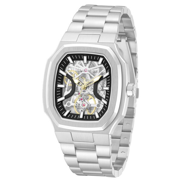 Kenneth Cole Automatic Black Dial Silver Stainless Steel Strap Watch For Men - image number 1