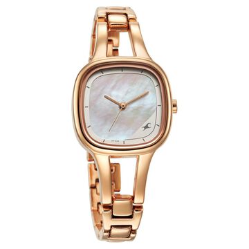Fastrack Pulse Quartz Analog Mother Of Pearl Dial Rose Gold Metal Strap Watch For Girls