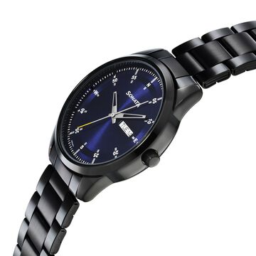 Sonata Force Quartz Analog with Day and Date Blue Dial Stainless Steel Strap Watch for Men
