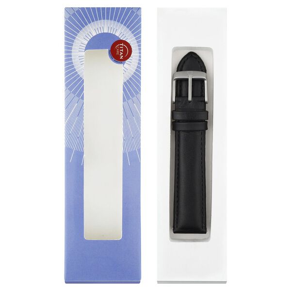 20 mm Black Genuine Leather Strap for Men - image number 5