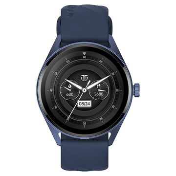Titan Crest with 3.63 cm AMOLED Display with AOD, Functional Crown, BT Calling, Premium Smartwatch with Blue Strap