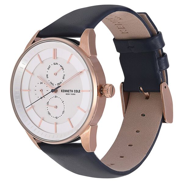 Kenneth Cole Quartz Multifunction Silver Dial Leather Strap Watch for Men - image number 2