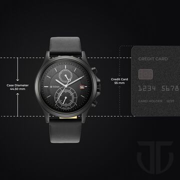 Titan Workwear Black Dial Dual Time Leather Strap watch for Men