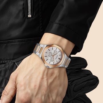 Titan Classic Slim Multifunction Multifunction Silver Dial Multicoloured Stainless Steel Strap Watch For Men