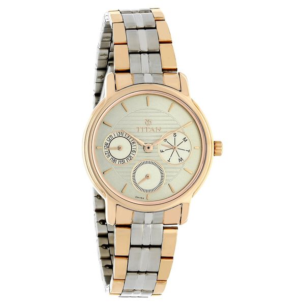Titan Workwear Beige Dial Women Watch With Stainless Steel Strap - image number 1