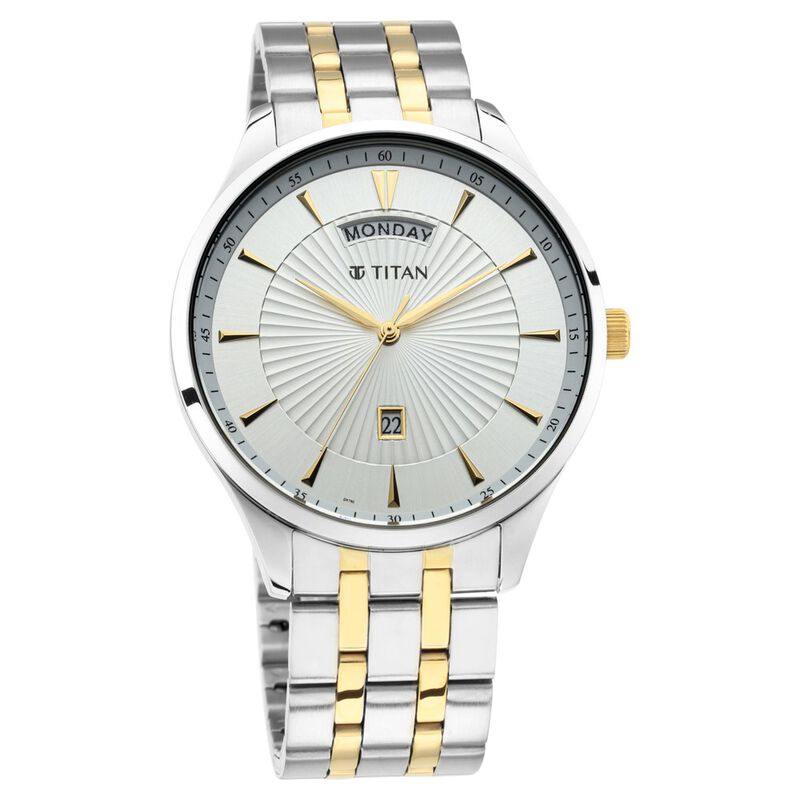 Titan Regalia Opulent White Dial Analog with Day and Date Stainless Steel Strap Watch for Men - image number 0