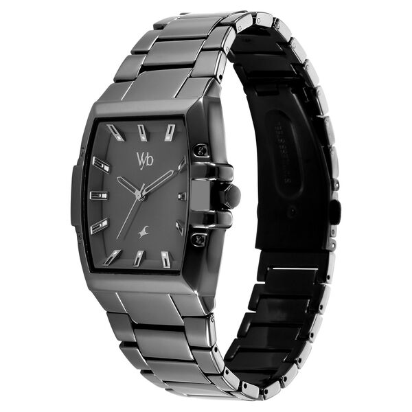 Vyb Challenger By Fastrack Quartz Analog Grey Dial Grey Metal Strap Watch For Guys - image number 4