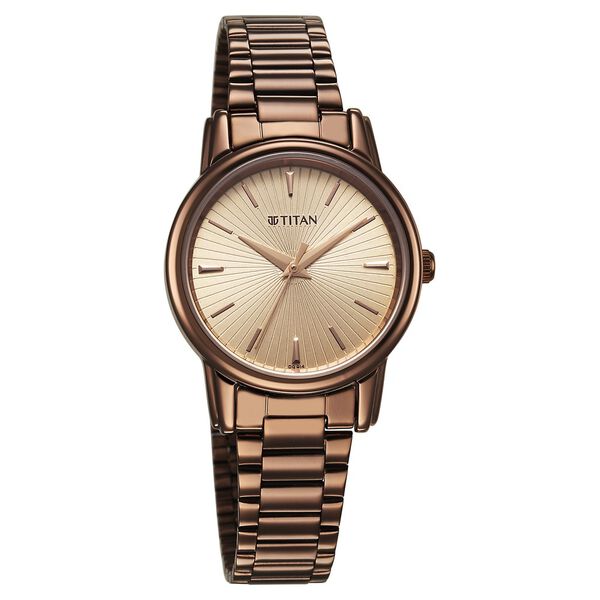 Titan Karishma Quartz Analog Beige Dial Brown Stainless Steel Strap Watch For Women - image number 1