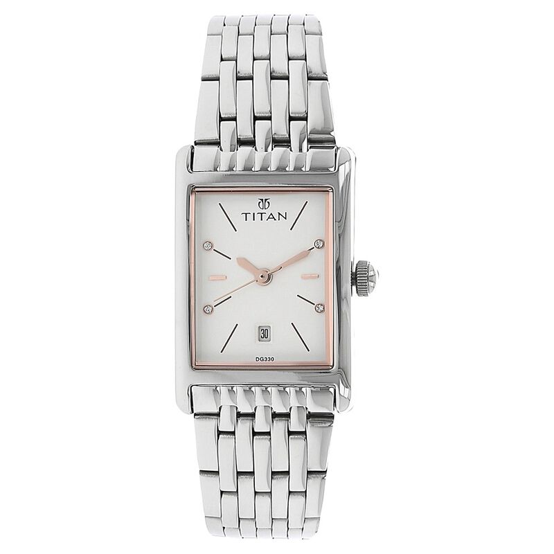 Titan Workwear White Dial Analog Stainless Steel Strap Watch for Women