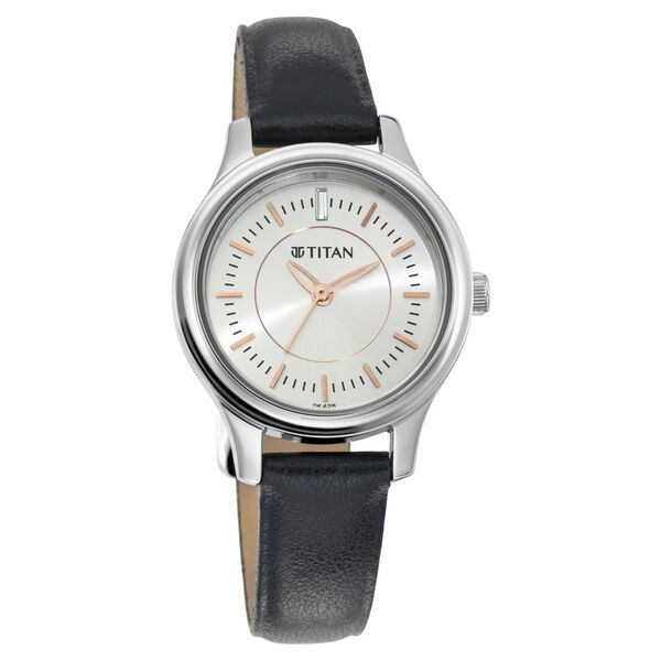 Buy Online Titan Quartz Analog Silver Dial Leather Strap Watch for ...