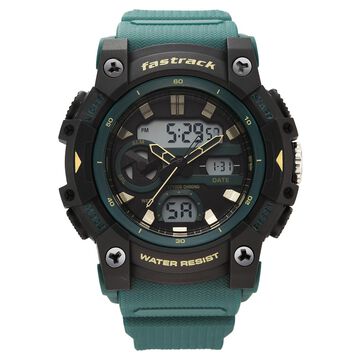 Fastrack StreetStyle Quartz Analog Digital Green Dial Green Polyether Strap Watch For Guys