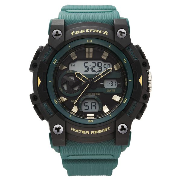Fastrack StreetStyle Quartz Analog Digital Green Dial Green Polyether Strap Watch For Guys - image number 0