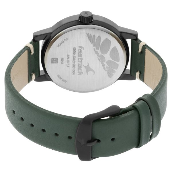 Fastrack Tripster Quartz Analog Green Dial Leather Strap Watch for Guys - image number 4