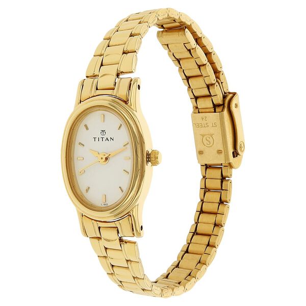 Titan Quartz Analog White Dial Stainless Steel Strap Watch for Women - image number 1
