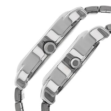 Titan Quartz Analog with Day and Date Silver Dial Stainless Steel Strap Watch for Couple
