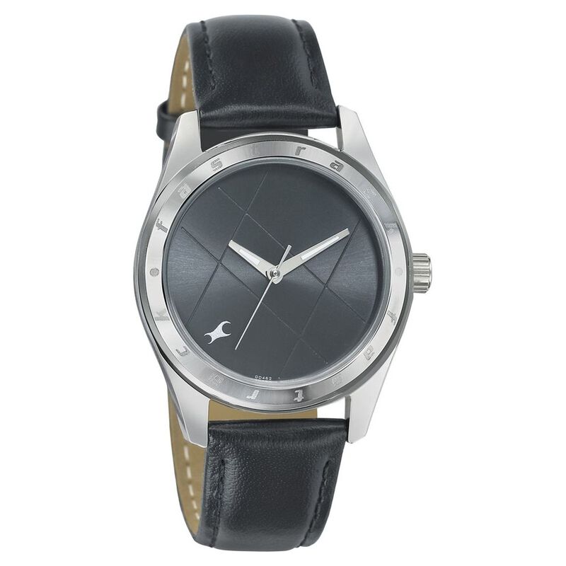 Fastrack Quartz Analog Black Dial Leather Strap Watch for Girls