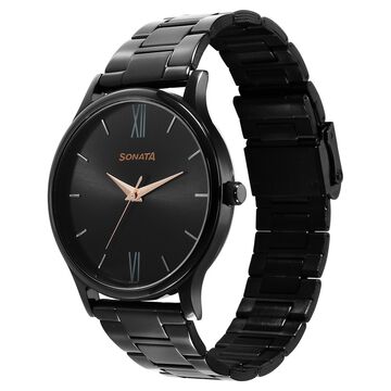Sonata Aspire Quartz Analog Black Dial Stainless Steel Strap Watch for Men