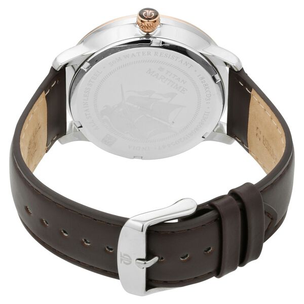 Titan Maritime White Dial Analog Leather Strap Watch for Men - image number 4