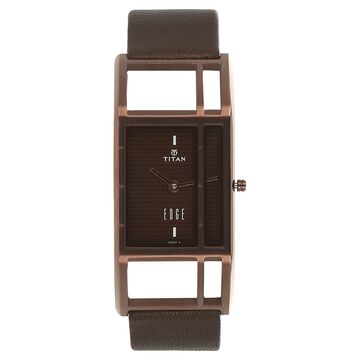 Titan Edge Brown Dial Women Watch With Leather Strap