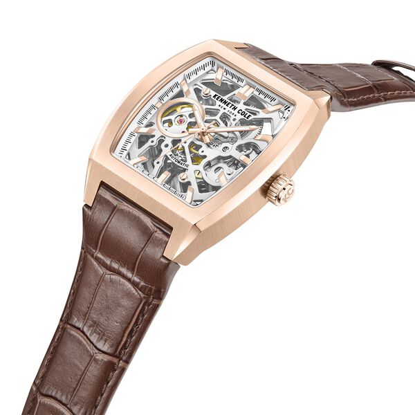 Kenneth Cole Automatic White Dial Leather Strap Watch For Men - image number 2