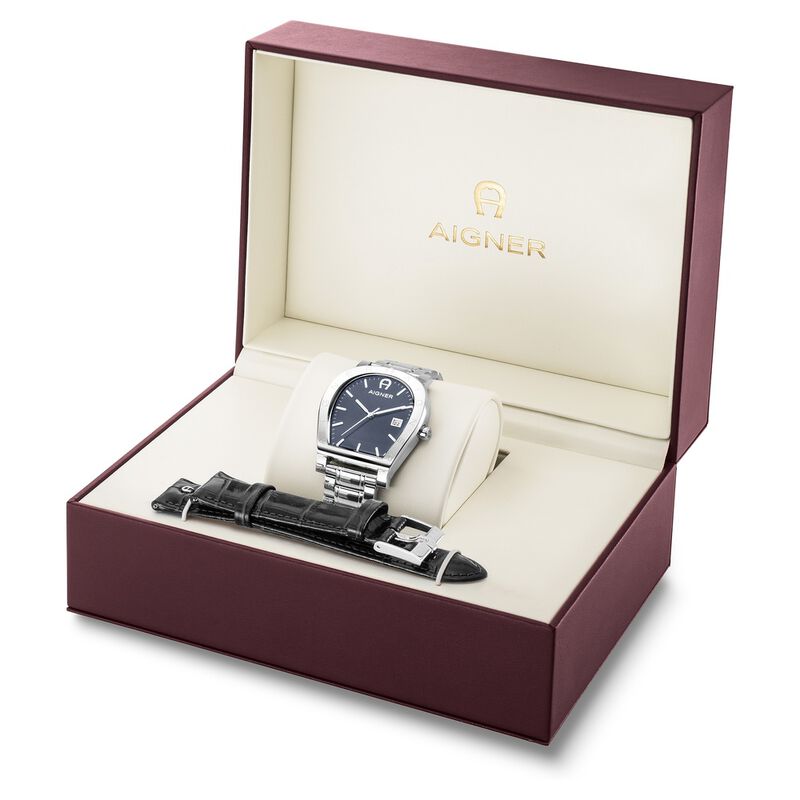 Aigner Quartz Analog Black Dial Silver Stainless Steel Strap Watch For Men