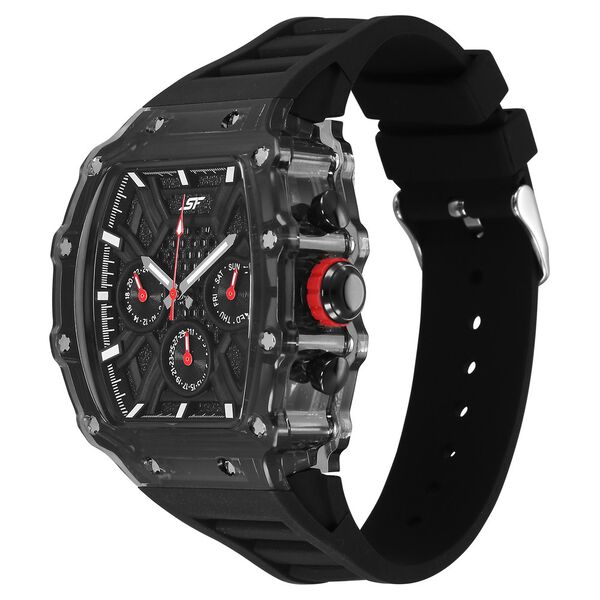 SF Maiden Voyage Sport Watch Black dial And Strap wih red accents Tonneau Shaped Case with Multifunction movement - image number 1
