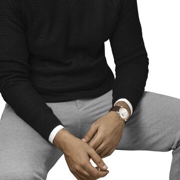 Titan Edge Mechanical Brown Dial Mechanical Leather Strap watch for Men