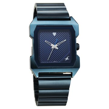 Fastrack Pulse Quartz Analog Blue Dial Blue Stainless Steel Strap Watch For Guys