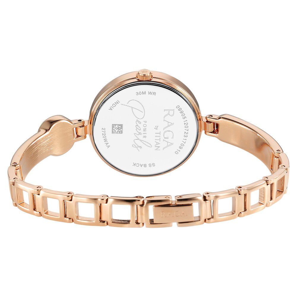 Buy Online Titan Raga Power Pearls Quartz Analog Rose Gold Dial Metal Strap with pearl Watch for Women ns2720wm01f Titan