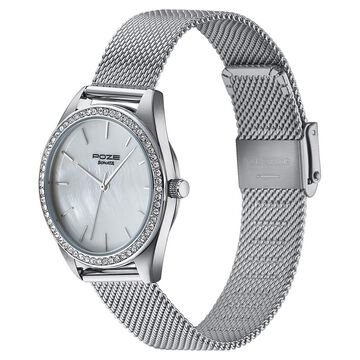 Sonata Poze Quartz Analog Mother of Pearl Dial Silver Color Stainless Steel Strap Watch For Women