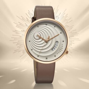 Fastrack Groove Quartz Analog with Date Grey Dial Girls Leather Watch