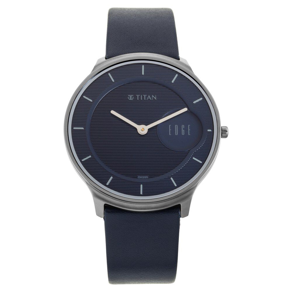 Buy Online Titan Quartz Analog Blue Dial Leather Strap Watch for Men ns1843ql01 Titan