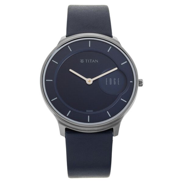 Titan Quartz Analog Blue Dial Leather Strap Watch for Men - image number 1