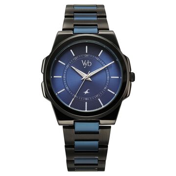 Vyb Nimbus By Fastrack Quartz Analog Blue Dial Two Toned Stainless Steel Strap Watch For Guys