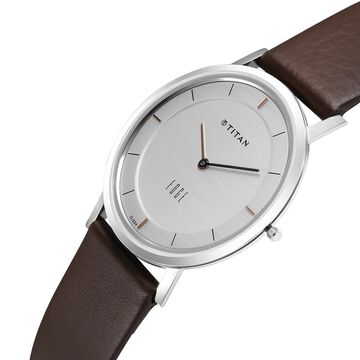 Titan Edge Silver Dial Analog Stainless Steel Leather Strap Watch for Men