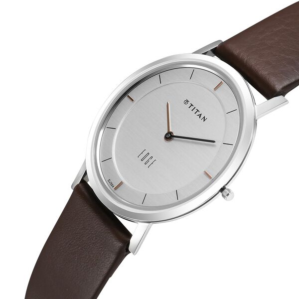 Titan Edge Silver Dial Analog Stainless Steel Leather Strap Watch for Men - image number 1