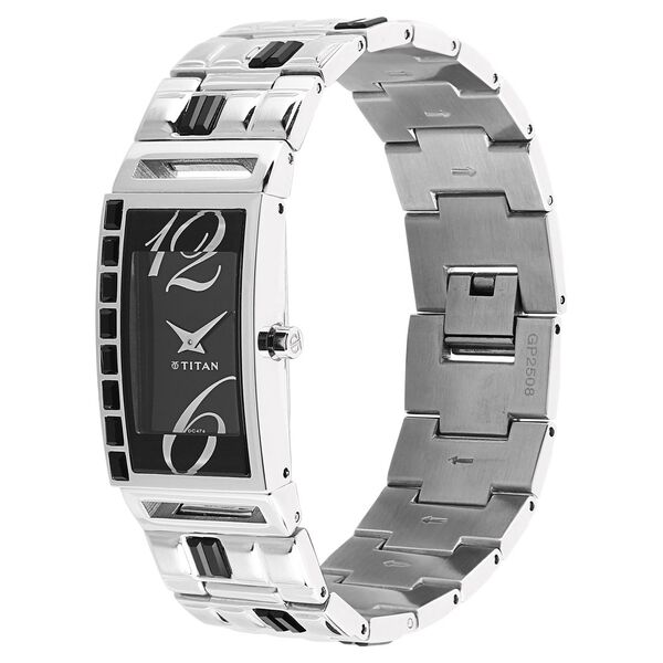 Titan Quartz Analog Black Dial Stainless Steel Strap Watch for Women - image number 1